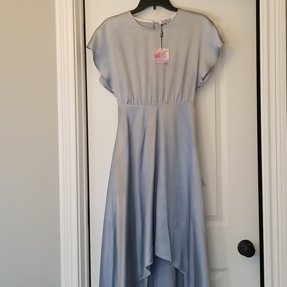 Light blue backless hi-low flutter sleeve dress - Picture 1 of 5
